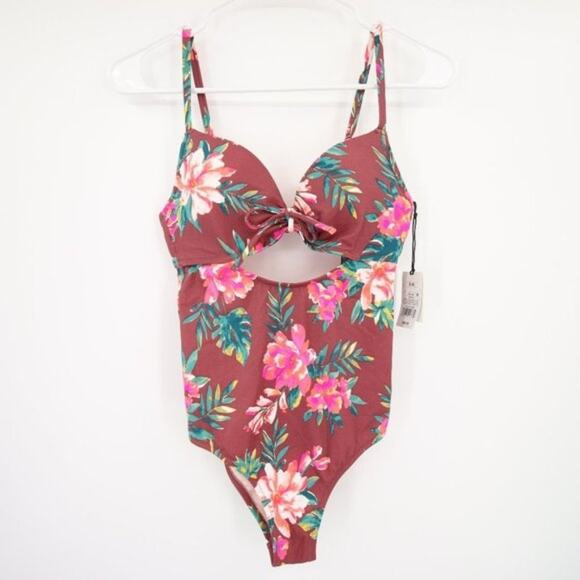 Shade & Shore Other - NWT Shade & Shore One Piece Swimsuit Tropical Floral Cut Out Detail Size 32B